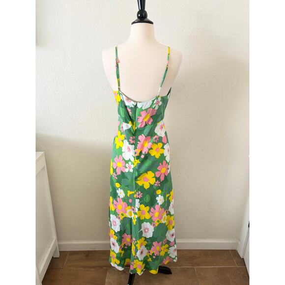 Faithfull the Brand Shayna Midi Dress Size M US 6 La Palma Green Floral Print - Picture 8 of 9